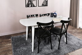 Hanah Home Retro 1193 Mesa de Comedor Extensible Blanca